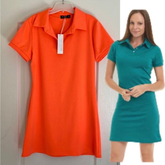 Come Together California Dresses & Skirts - Come Together California Golf Tennis Neon Orange Tshirt Dress Women’s Size M NWT